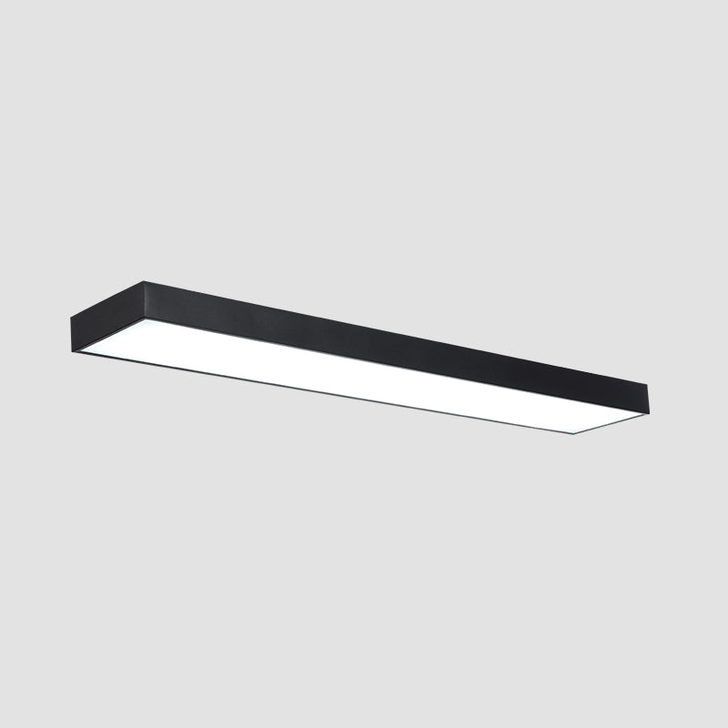 Black Metal Led Office Ceiling Light - Simple Rectangle Flush Mount / 35.5