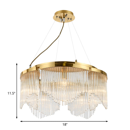 Contemporary Crystal Curtain Chandelier Light With 5 Clear Glass Heads For Living Room Ceiling