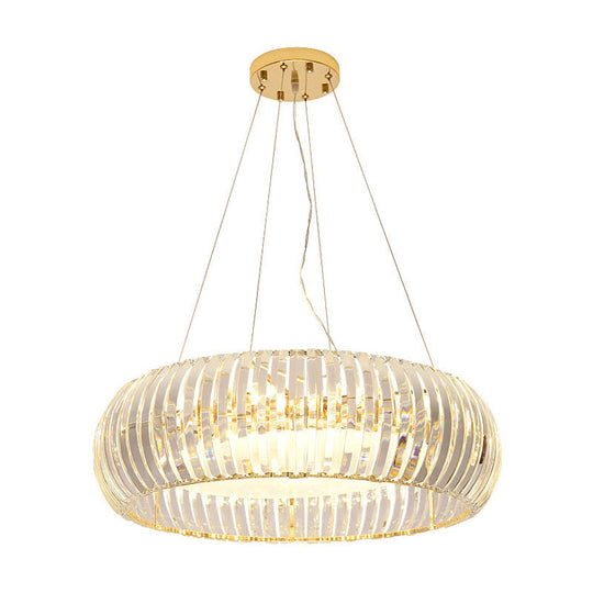 Minimal Gold Globe Chandelier With 6 Crystal Lights - Living Room Pendant Fixture