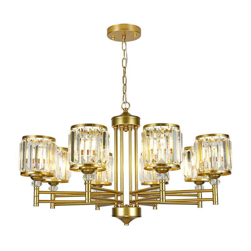 Contemporary Crystal Radial Hanging Chandelier - Brass Finish 3/6/8 Lights Bedroom Lighting