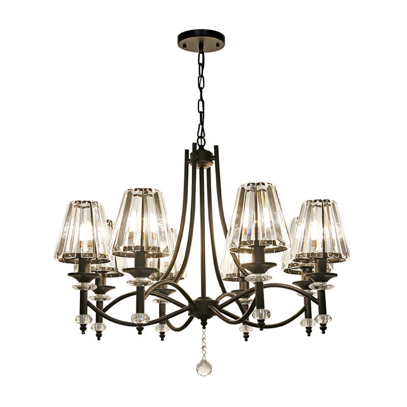 Contemporary Crystal Chandelier Pendant Light Kit - Tapered Design Adjustable Chain 4/6/8 Lights