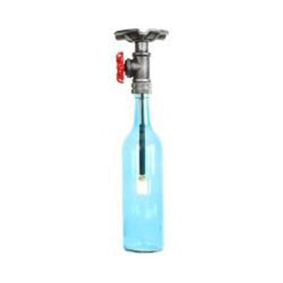 Vintage Indoor Ceiling Mounted Fixture: 1-Light Semi-Mount With Wine Bottle Glass Shade & Valve In