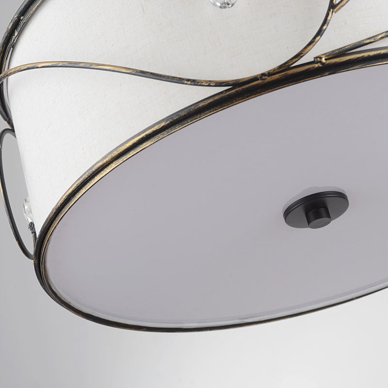 Classic Drum Fabric Semi Mount Ceiling Light - 5 Lights Flaxen 16’/19.5’ Wide