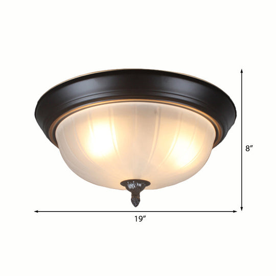 Traditional Frosted Glass Bowl Flushmount Light With 3 Black Ceiling Lighting Options -
