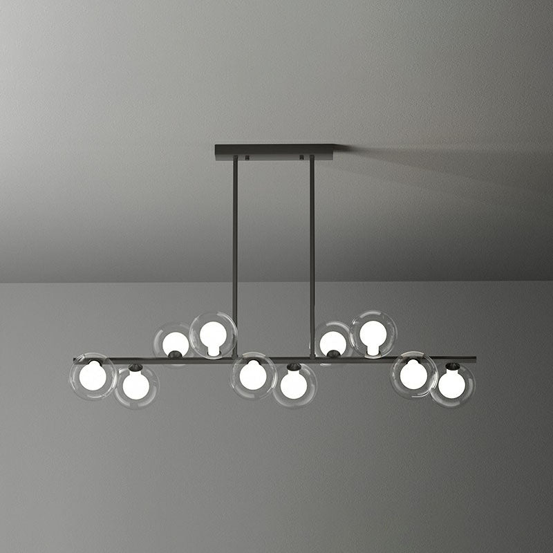 Postmodern Led Island Light With Clear And White Glass Shades 10 / Black