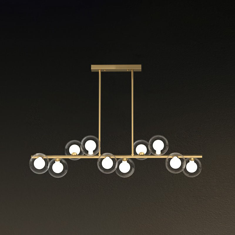 Postmodern Led Island Light With Clear And White Glass Shades 10 / Gold