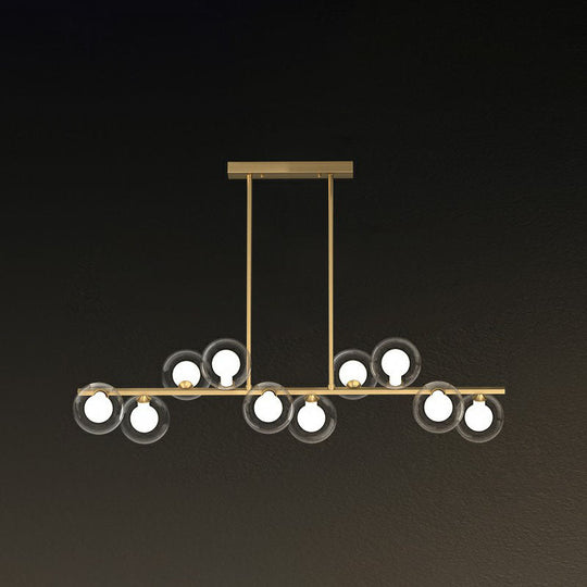 Postmodern Led Island Light With Clear And White Glass Shades 10 / Gold