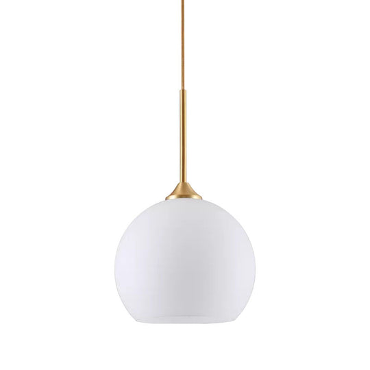 White Simplicity Pendant Light With Glass Dome And Brass Finish
