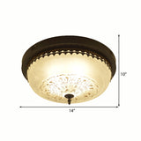 White Glass Flush Fixture With Traditional Design - 3/4 Lights Black Finish 14/18 Wide