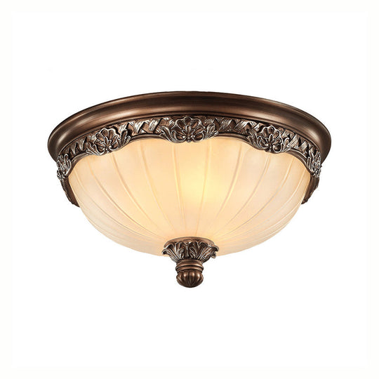 Classic Black Flush Ceiling Light With Frosted Glass Shade - 3 Lights 14’/18’ Wide
