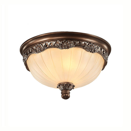 Classic Black Flush Ceiling Light With Frosted Glass Shade - 3 Lights 14’/18’ Wide