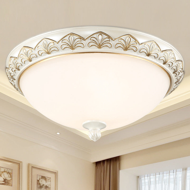 Traditional White Glass Ceiling Mounted Flush Mount Lamp For Bedroom / 15