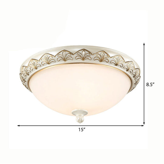 Traditional White Glass Ceiling Mounted Flush Mount Lamp For Bedroom