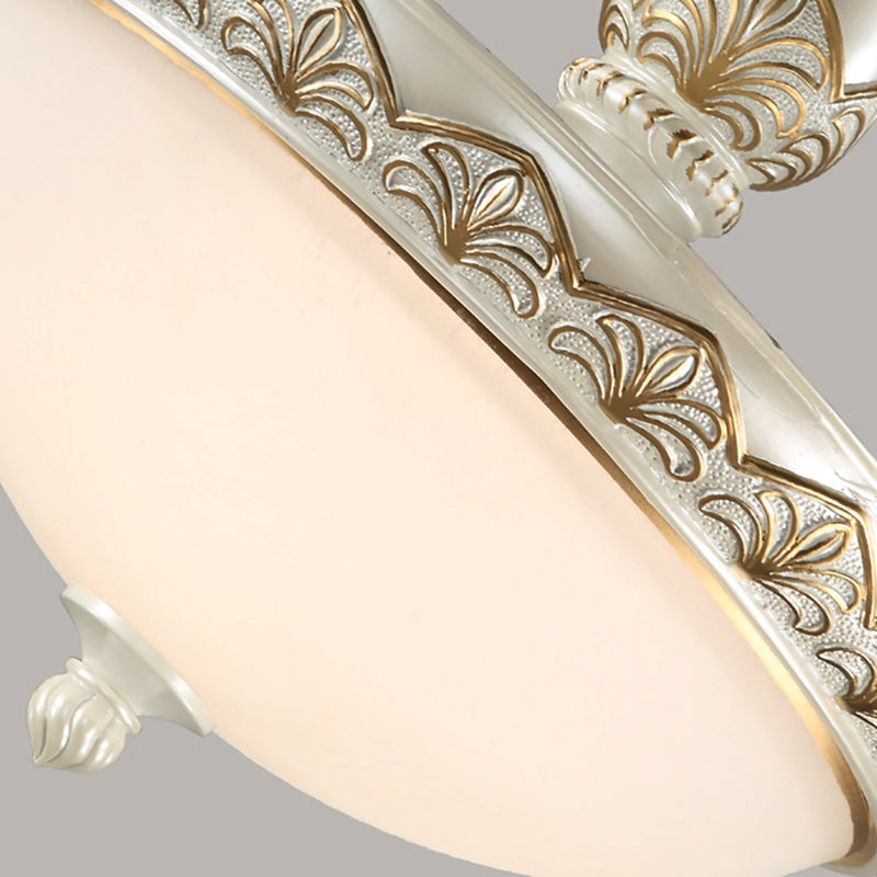 Traditional White Glass Ceiling Mounted Flush Mount Lamp For Bedroom
