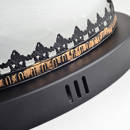 Classic Black Flush Ceiling Light Fixture 4 Lights Frosted Glass Bowl 14/18 Wide - Ideal For