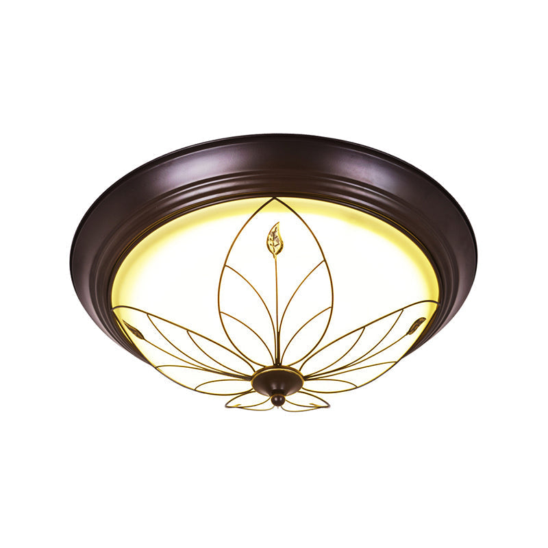 Led Frosted Glass Flush Mount Light Fixture - Traditional White Bowl Design For Corridor Ceiling