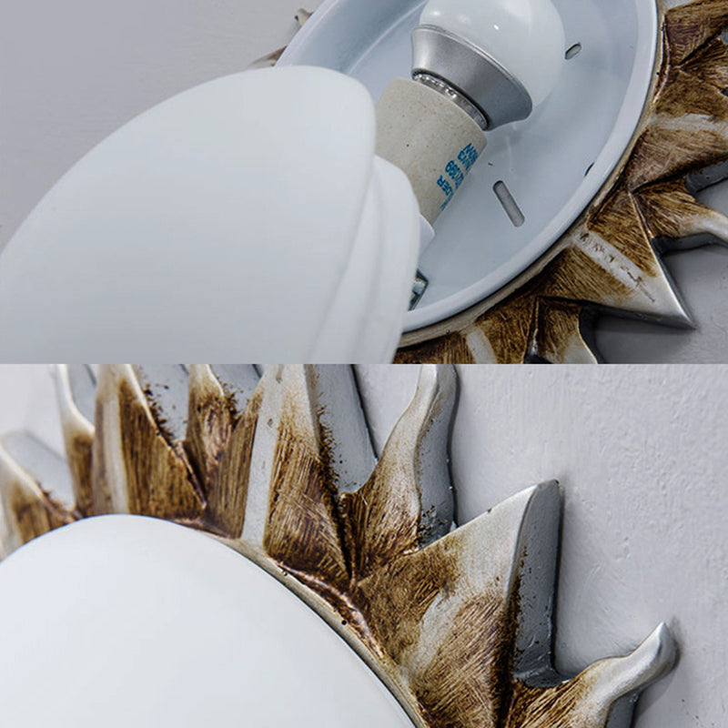 Traditional White Glass Flush Mount Ceiling Light For Dining Room - 1/3 Sunburst Lights Sizes 9’