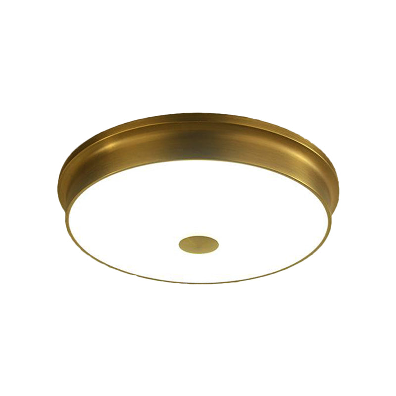 Traditional Led Bedroom Ceiling Light In Black/Gold With Round White Glass Flush Fixture Multiple