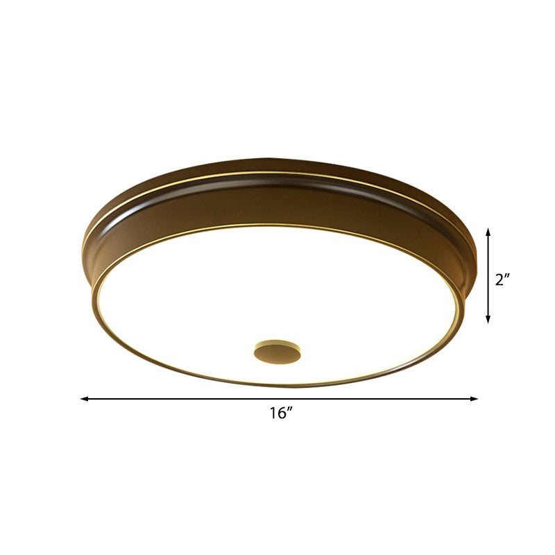 Traditional Led Bedroom Ceiling Light In Black/Gold With Round White Glass Flush Fixture Multiple