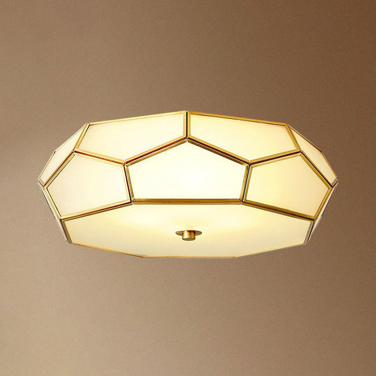 Minimalist Football Design Ceiling Light With Brass Finish Flush Mount Glass Fixture
