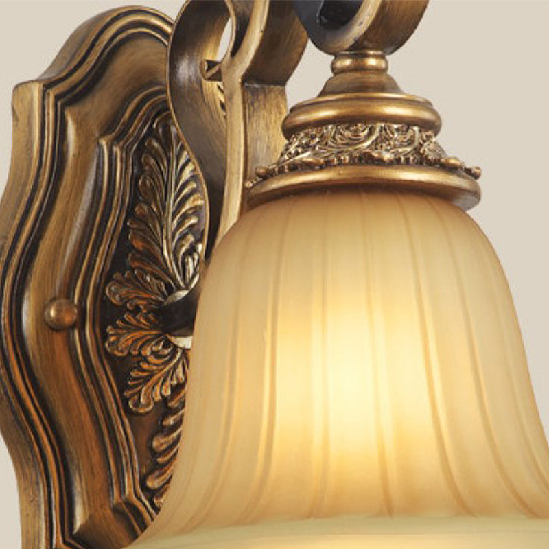 Gold Prismatic Glass Wall Sconce With Bell Shade - 1-Light Traditional Foyer Light