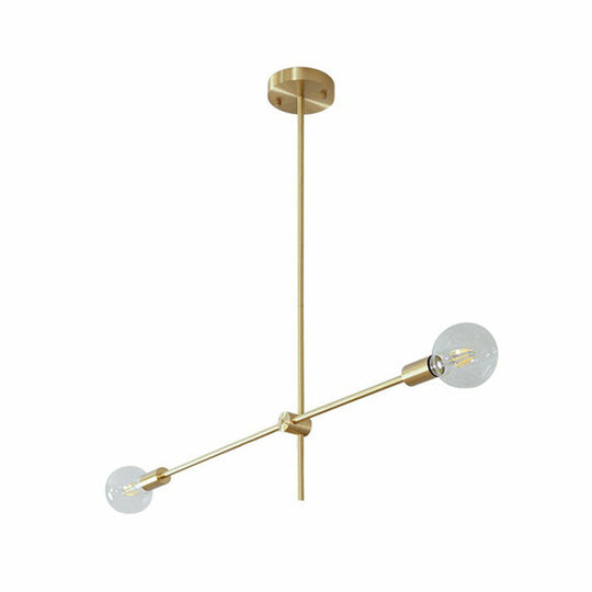 Simplicity Rotating Arm Chandelier: Modern Metallic Ceiling Hang Lamp With Open Bulb Design For