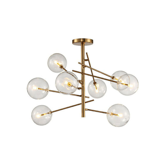 Gold Clear Glass Chandelier: Ball Restaurant Suspension Light With Postmodern Style 8 /