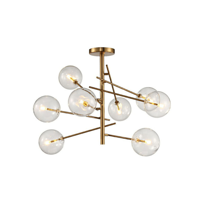 Clear Glass Gold Chandelier - Postmodern Suspension Light For Restaurants 8 /