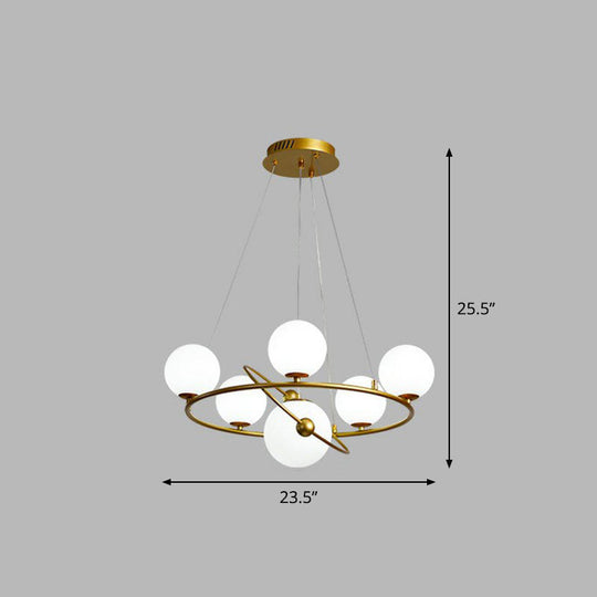 Postmodern Glass Planet Hanging Lamp With Brass Finish Ideal For Living Room 6 / White