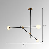 Sleek Black Metal Chandelier With White Glass Shade - Simplicity Linear Pendant Lighting For Living