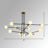 Sleek Black Metal Chandelier With White Glass Shade - Simplicity Linear Pendant Lighting For Living
