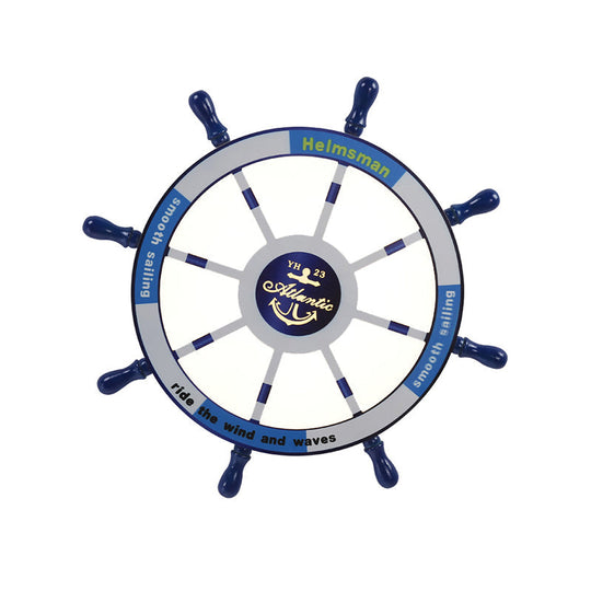 Blue Wood Kids Style Led Flush Mount Ceiling Light For Bedrooms With Rudder Design