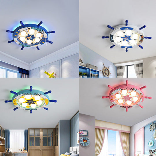 Kids’ Room Cartoon Rudder Led Flush - Mount Ceiling Light Fixture