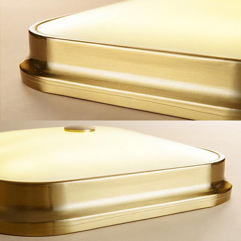 Led Flushmount Lighting: Traditional Square Frosted Glass Ceiling Light - Black/Gold For Living