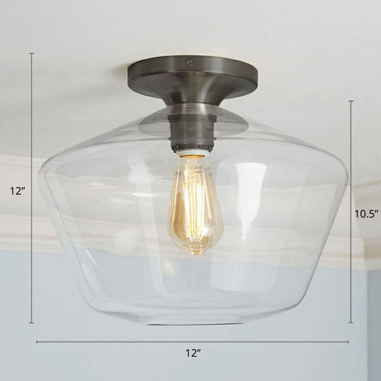 Geometric Glass Flushmount Light - Sleek And Simple Ceiling Fixture For Balcony More Black / A