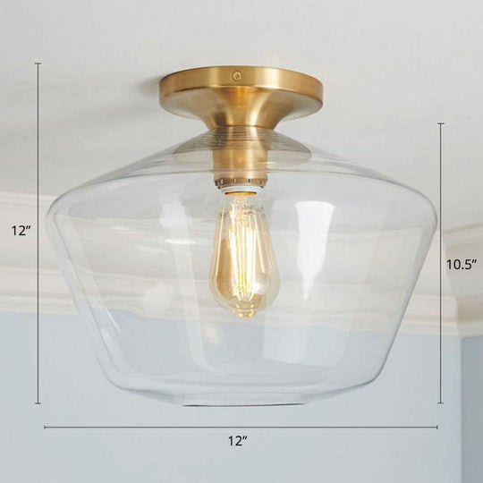 Geometric Glass Flushmount Light - Sleek And Simple Ceiling Fixture For Balcony More Gold / A