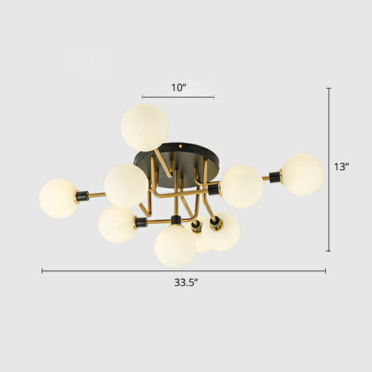 Modern Glass Semi Flush Mount Ceiling Light Fixture - Bubbles Black Finish Bedroom Lighting 9 /