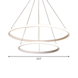 Sleek Led White Loop Ceiling Chandelier With Acrylic Shade