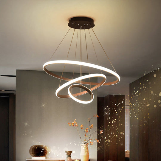 Modern Black Led Circle Pendant Chandelier For Restaurants