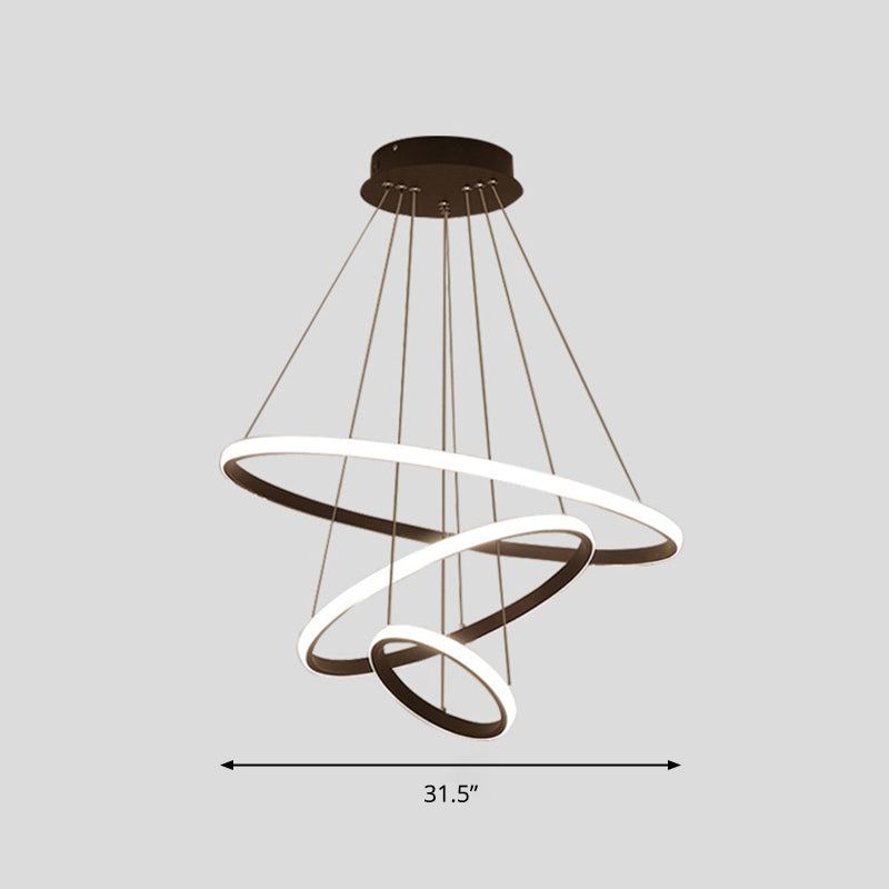 Sleek Led Pendant Light: Modern Acrylic Loop Chandelier For Living Room Black / 31.5’