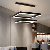 Modern 2-Tier Black Acrylic Chandelier With Led Lights For Living Room Ceiling / 23.5
