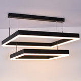 Modern 2-Tier Black Acrylic Chandelier With Led Lights For Living Room Ceiling