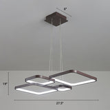 Minimalist Metallic Rhombus Chandelier Pendant Light Layered Design Led Coffee Tone 4 /