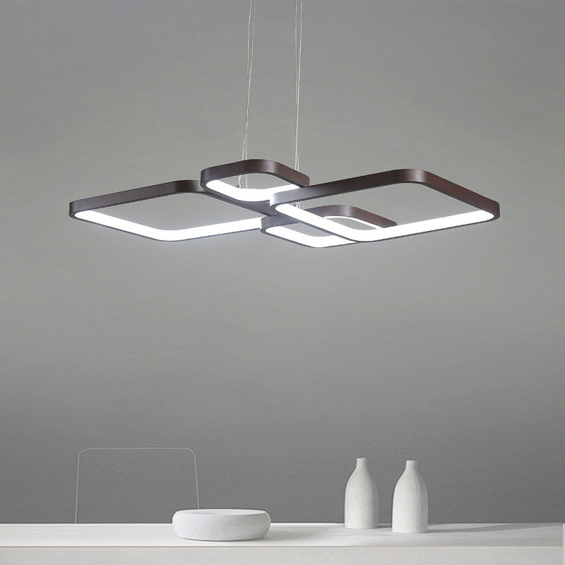 Minimalist Metallic Rhombus Chandelier Pendant Light Layered Design Led Coffee Tone