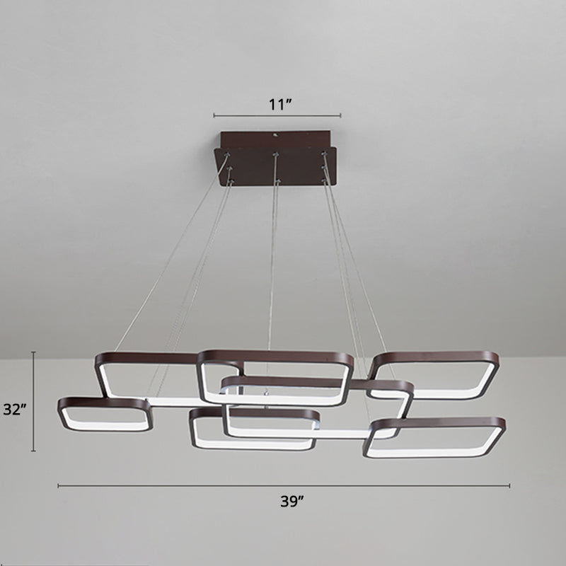 Minimalist Metallic Rhombus Chandelier Pendant Light Layered Design Led Coffee Tone 7 /