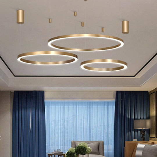 Tiered Acrylic Led Ceiling Lighting Fixture In Modern Gold Chandelier Design For Living Room