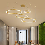 Modern Tiered Loop Chandelier Acrylic Led Pendant Light For Living Room Gold