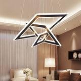 Black Rhombus Tiered Led Chandelier For Nordic Living Room Décor