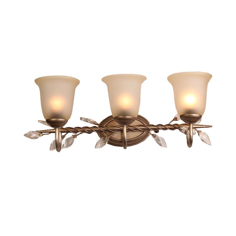 Frosted Glass Bell Shape Sconce Light - Traditional Wall Mounted With Coffee Backplate 1/2/3-Light