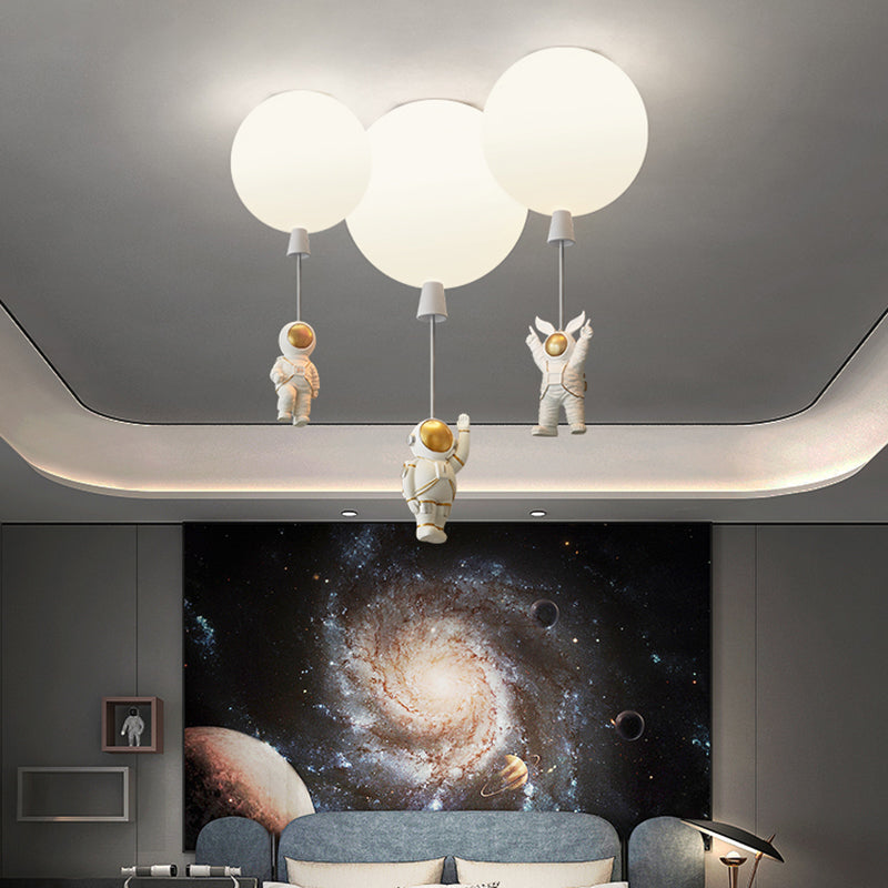 Creative Astronaut Themed Balloon Ceiling Mount Light Silica Gel 1 - Bulb Bedroom Flush